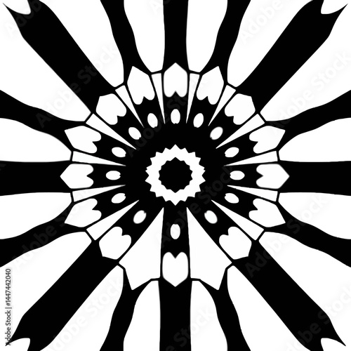 Black and white mandala art pattern design abstract geometric graphic illustration wallpaper background char