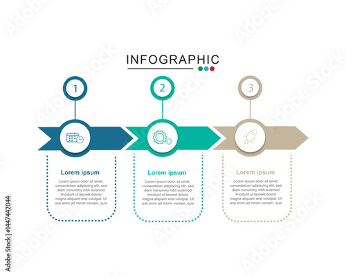 Business infographic design template with 3 options, steps or processes. Can be used for workflow layout, diagram, web design