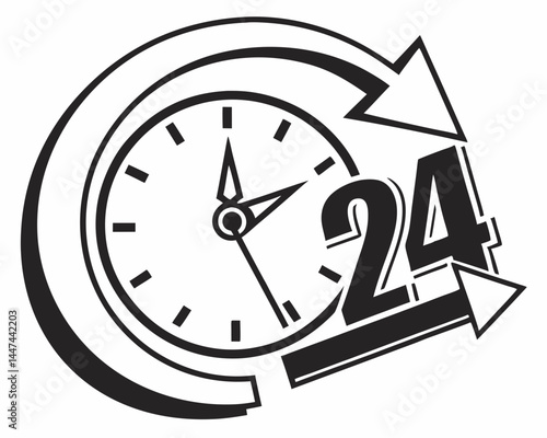 24 Hour Service silhouette vector illustration