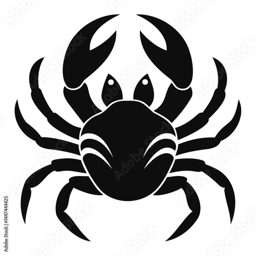 Silhouette crab icon in black vector line style with transparent background for underwater scenes culinary branding and summer clipart