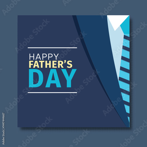 Happy Father's Day Post with Formal Attire of Suit and Tie Illustration.