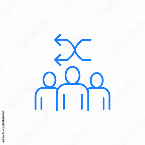 team shuffle blue icon sign vector