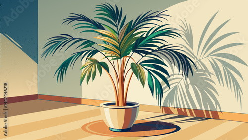 The parlor palm stands tall with classic tropical beauty.
Its modern pot grounds the design in stylish simplicity.
Natural shadows enhance the plant’s realism.
Perfect for indoor jungle vector collect