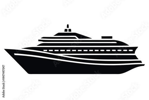 Silhouette of a luxury cruise ship on the ocean, modern liner