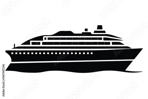 Silhouette of a luxury cruise ship on the ocean, modern liner