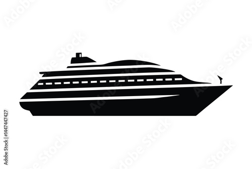 Silhouette of a luxury cruise ship on the ocean, modern liner