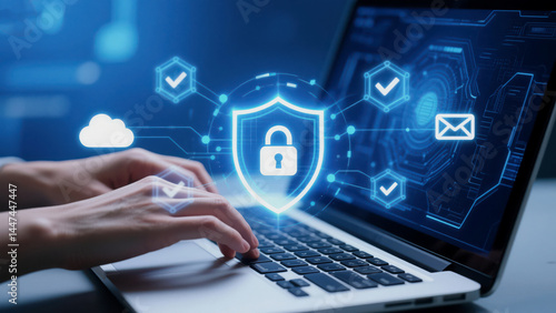 Cybersecurity Protection Data Privacy Secure Laptop Technology