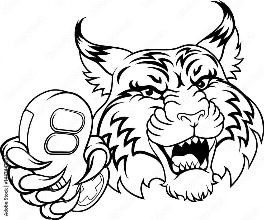 Fototapeta premium A wildcat or bobcat gamer with video game controller sports team animal mascot