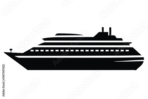 Silhouette of a luxury cruise ship on the ocean, modern liner