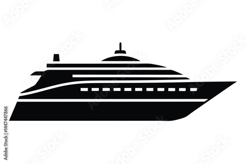 Silhouette of a luxury cruise ship on the ocean, modern liner