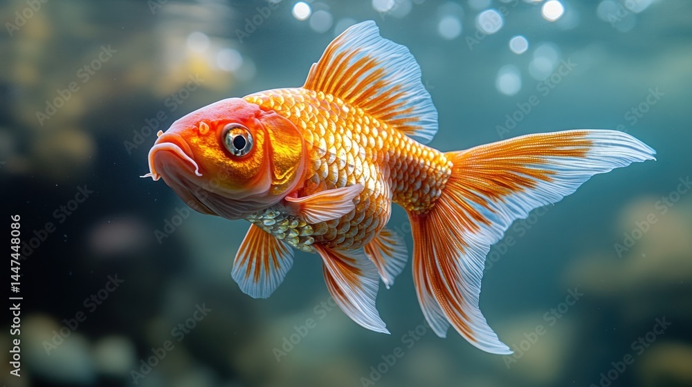 Stunning Orange Goldfish in Aquarium Stunning Orange Goldfish in Aquarium