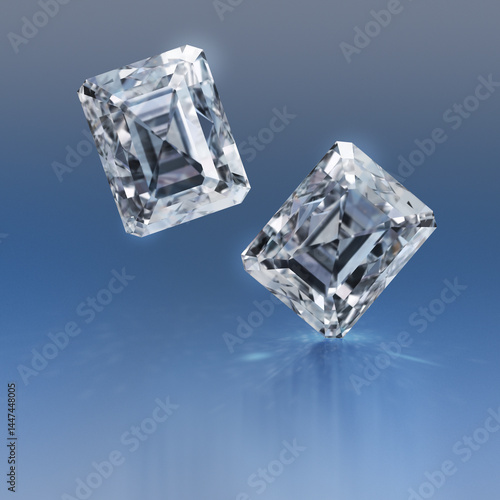 two emerald-cut diamonds