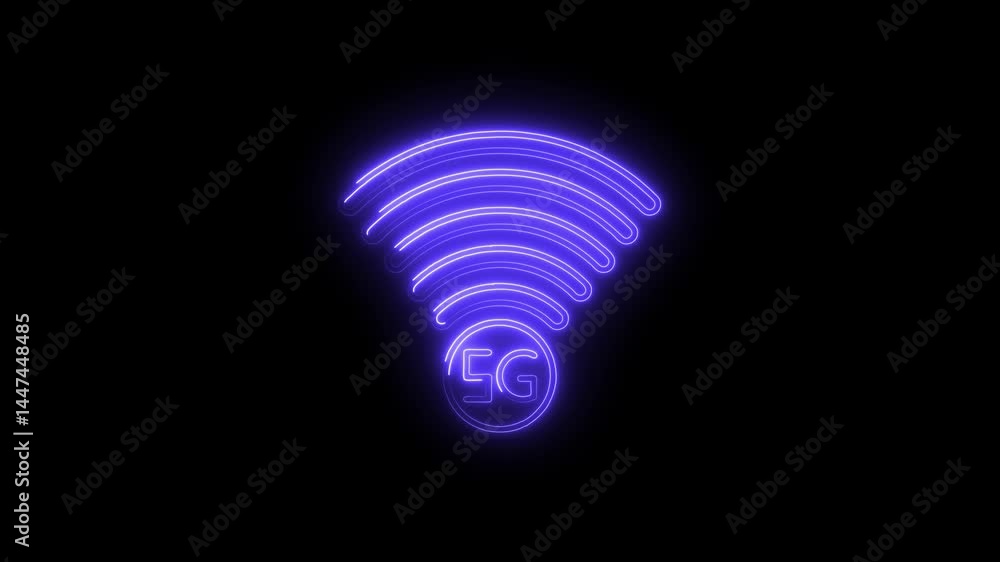 Glowing 5g wifi symbol on black background technology network communication wireless internet access futuristic connectivity Glowing 5g wifi symbol on black background technology network communication wireless internet access futuristic connectivity