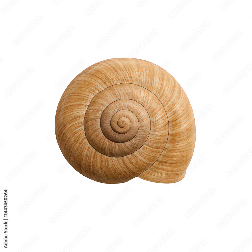 An empty gastropod shell displays its elegant curved structure and organic surface lines from an overhead view. An empty gastropod shell displays its elegant curved structure and organic surface lines from an overhead view.