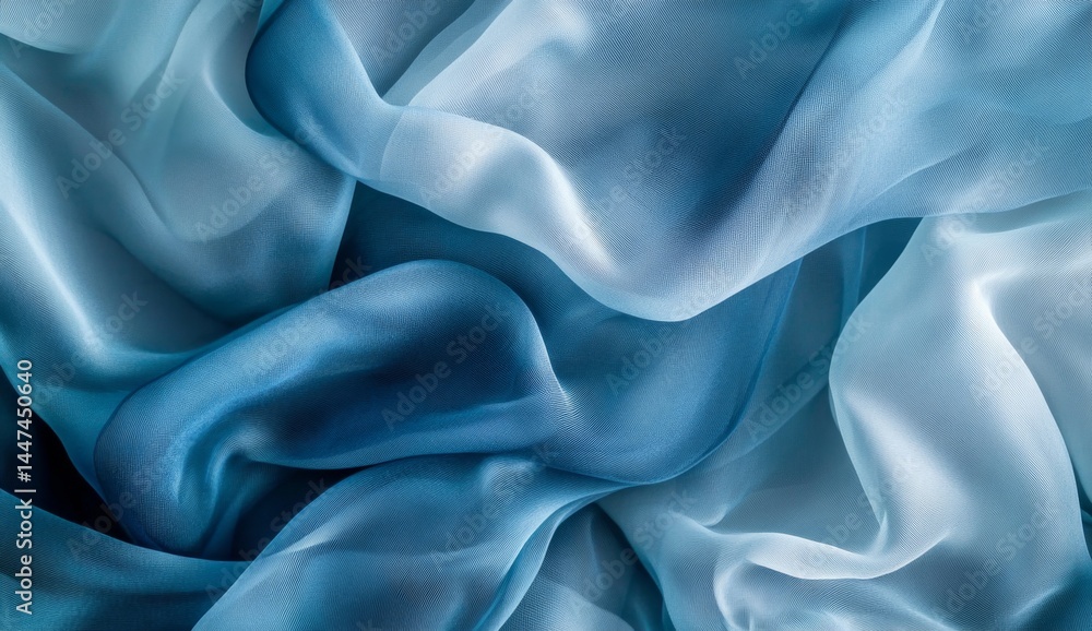 Obraz premium Soft, flowing, blue silk fabric drapes