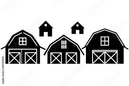 set of Farming Barn silhouette vector illustration