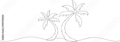 Continuous line drawing of coconut tree