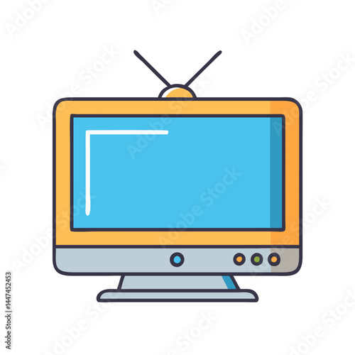 Retro television icon, vintage tv, antique television set, old tv, antenna television vector