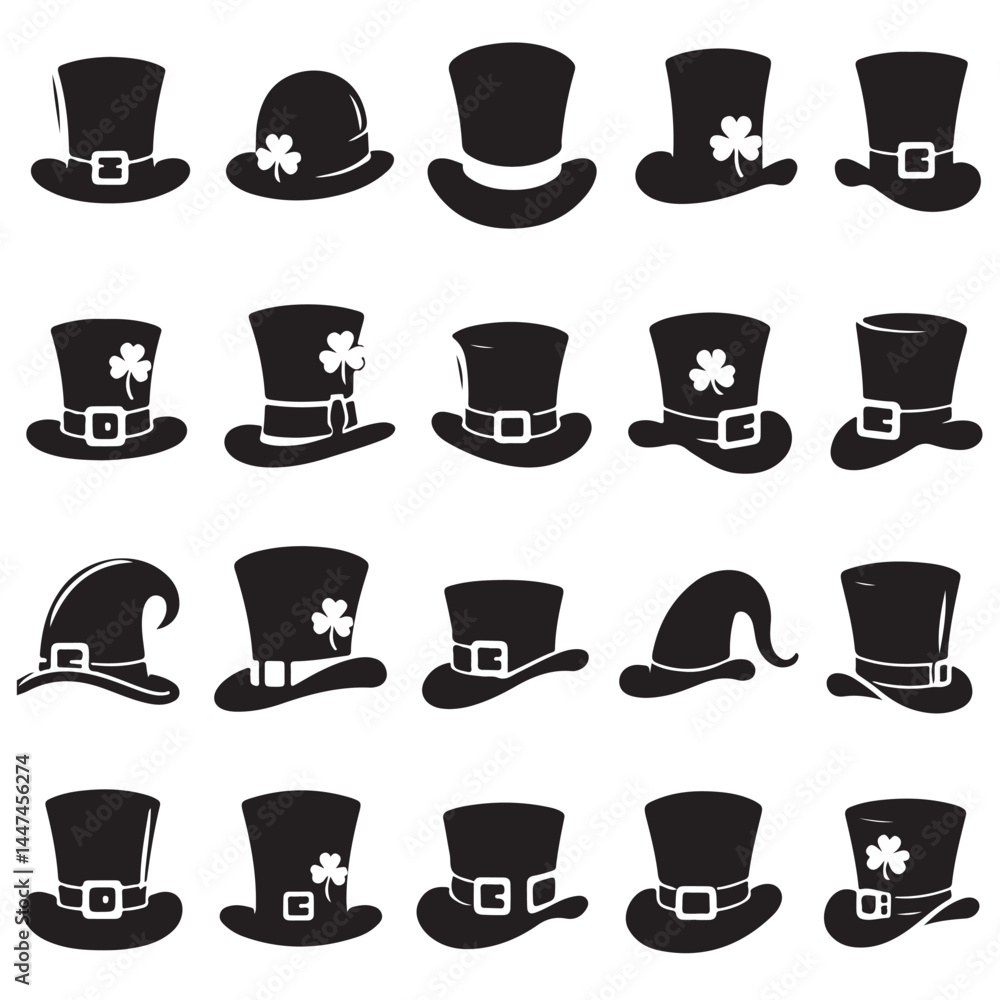 Leprechaun Hat Silhouette Set on White Background
Leprechaun Hat Silhouette Set on White Background