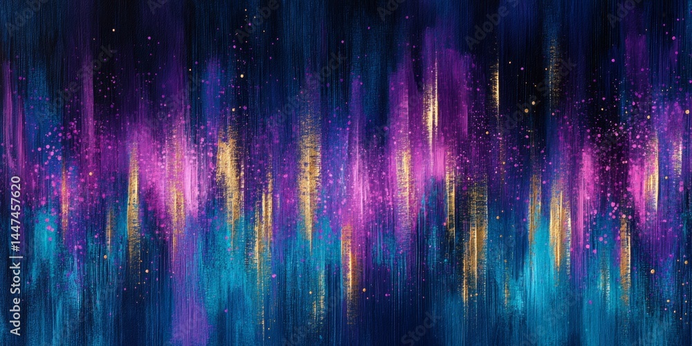 Abstract Art with Vibrant Colors and Gold Texture