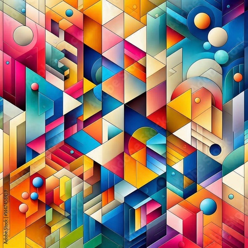 Wallpaper Mural Colorful Geometric Abstract Design with Vibrant Shapes and Patterns   Torontodigital.ca