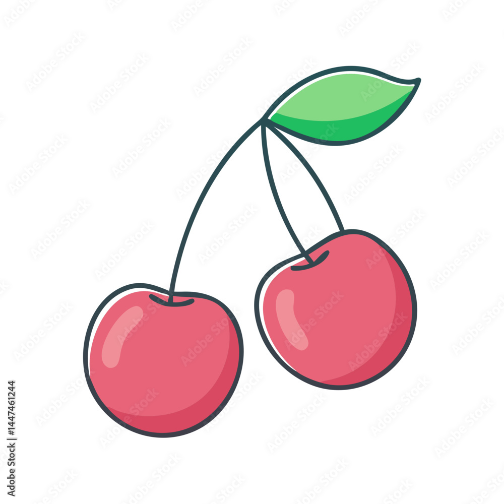 Illustration of two cherries with stem and leaf cherry fruit food red sweet dessert summer vector Illustration of two cherries with stem and leaf cherry fruit food red sweet dessert summer vector