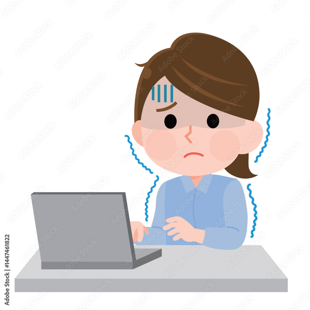 寒くて震える女性会社員 寒くて震える女性会社員