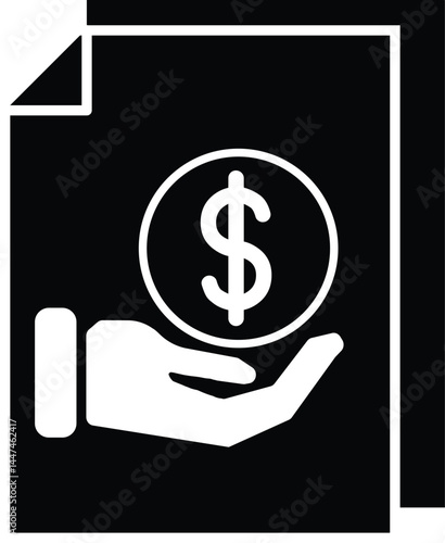 Clean vector illustration of  invesment portfolio symbol silhouette in black.