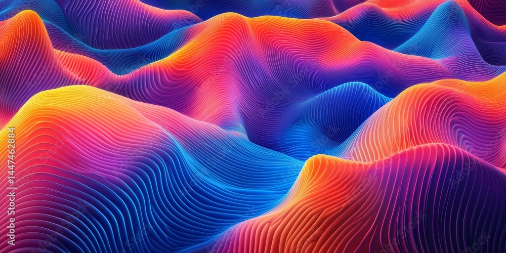 Abstract Colorful Wave Landscape Design