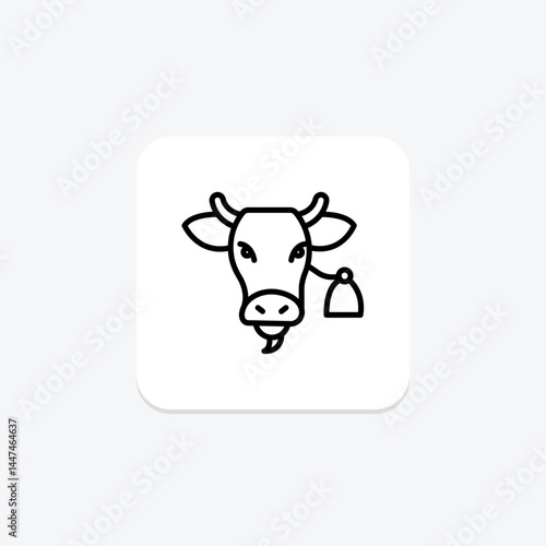 Cow With Bell, vector, pixel perfect, illustrator file