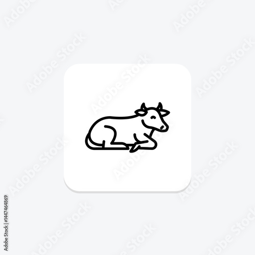 Cow Lying In Grass, vector, pixel perfect, illustrator file