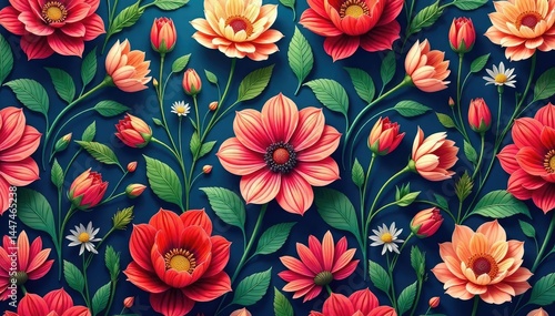 Intricate, flowing floral design, continuous pattern, purple, wallpaper