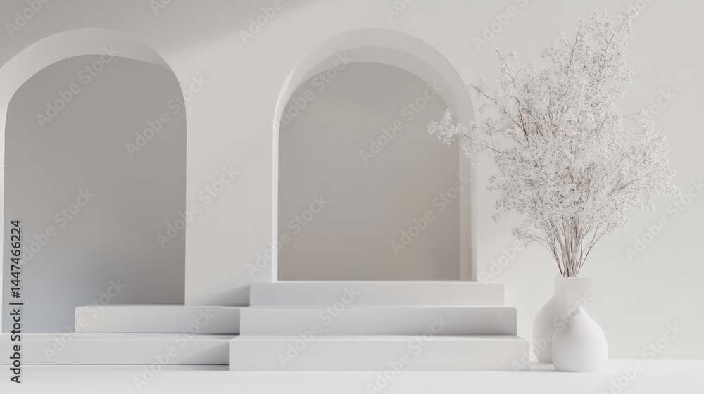 Minimalist white archway display Minimalist white archway display
