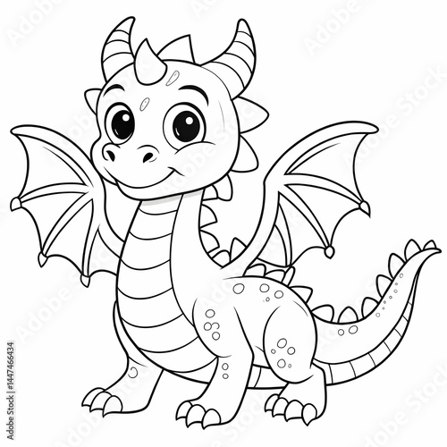 coloring page outline of cute dragon