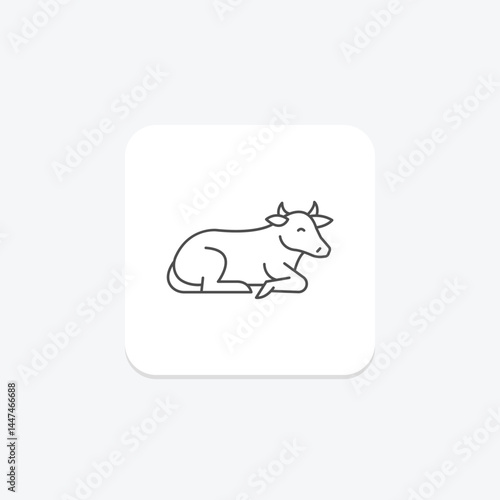 Cow Lying In Grass, vector, pixel perfect, illustrator file