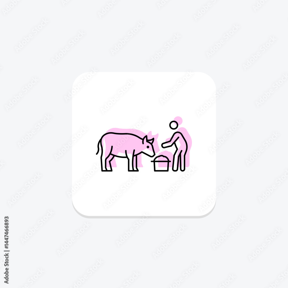 Farmer Feeding Cow, vector, pixel perfect, illustrator file Farmer Feeding Cow, vector, pixel perfect, illustrator file