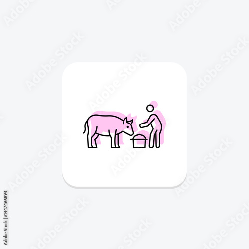 Farmer Feeding Cow, vector, pixel perfect, illustrator file