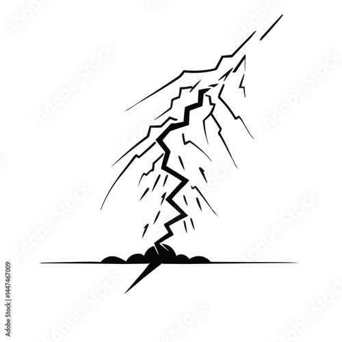 Abstract lightning bolt crack design, dynamic natural phenomenon illustration