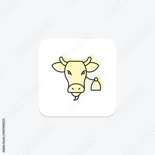 Cow With Bell, vector, pixel perfect, illustrator file