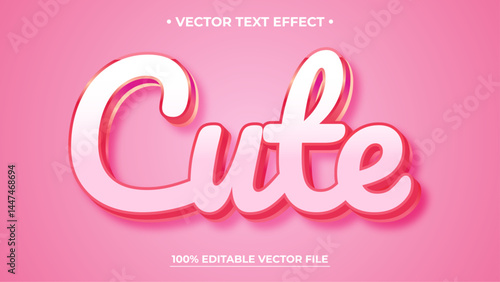 Cute 3d vector text effect with modern glossy style design
