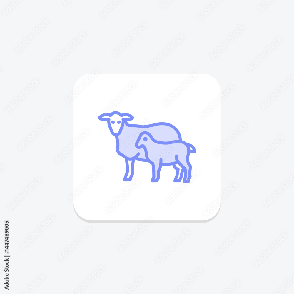 Obraz premium Lamb With Mother, vector, pixel perfect, illustrator file
