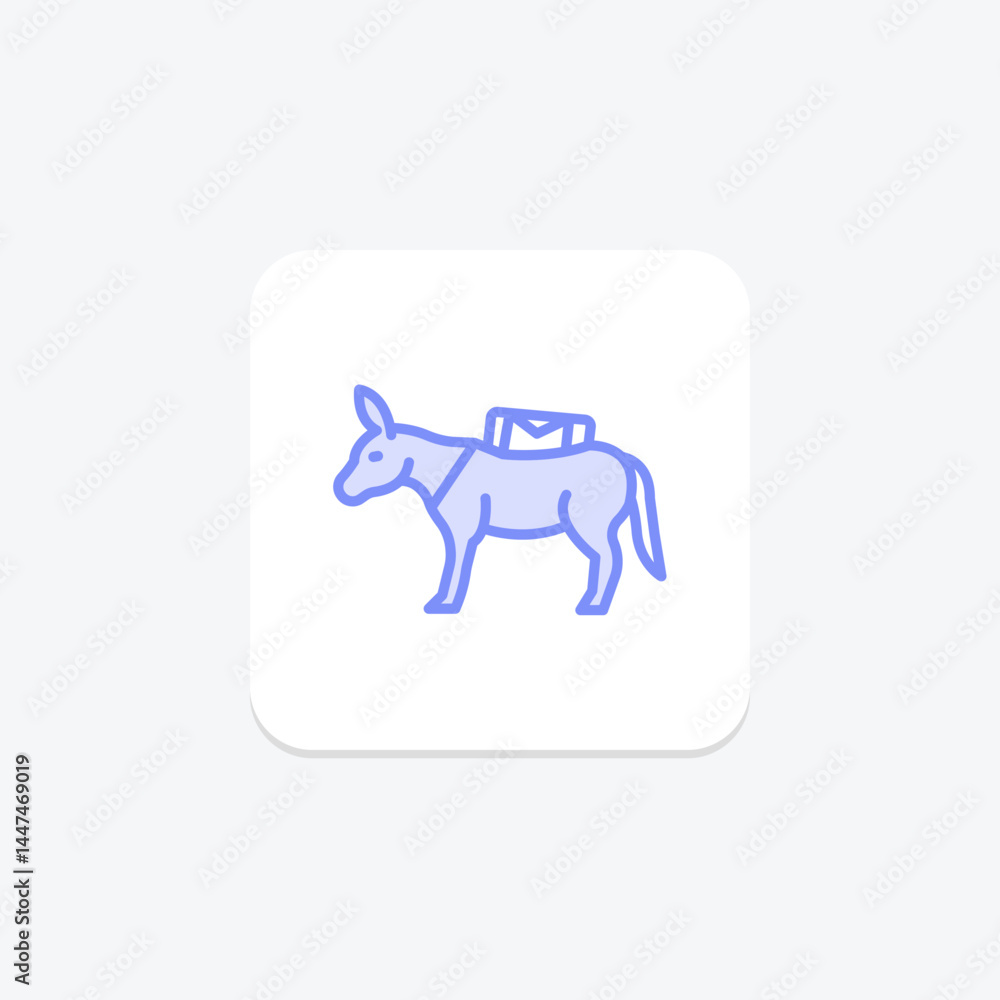 Fototapeta premium Donkey Carrying Load, vector, pixel perfect, illustrator file
