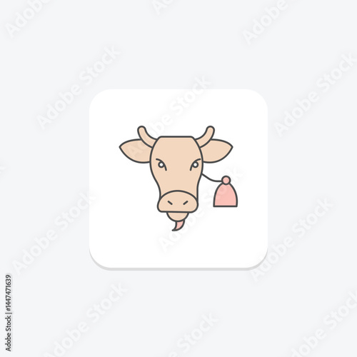 Cow With Bell, vector, pixel perfect, illustrator file