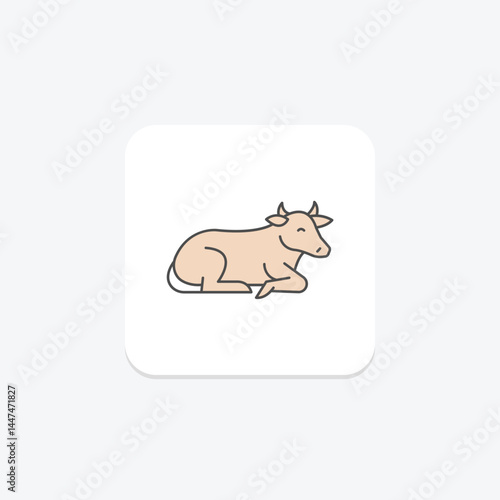 Cow Lying In Grass, vector, pixel perfect, illustrator file