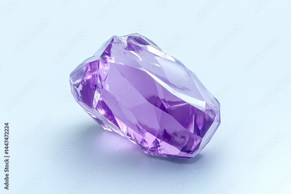 Close-up view of a multifaceted amethyst gemstone. Close-up view of a multifaceted amethyst gemstone.