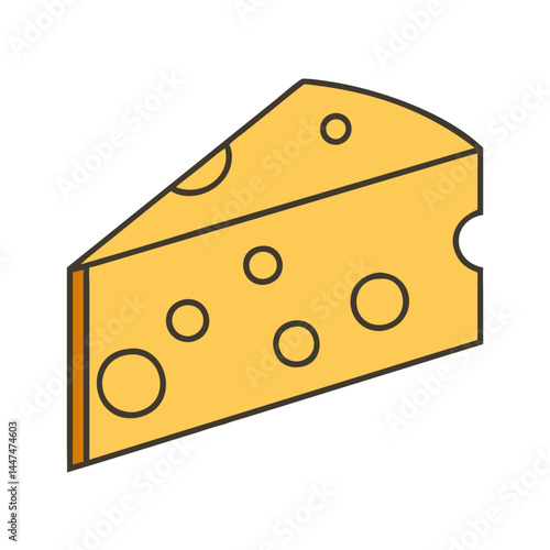 Illustration of cheese cheddar swiss dairy food triangle with holes gourmet delicious cheese slice