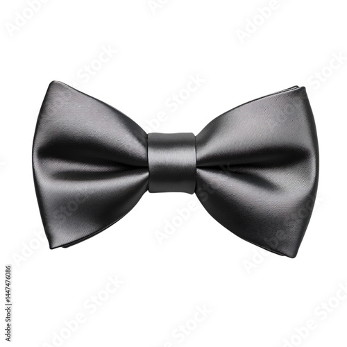 Black silk bowtie knot isolated on white, a formal fashion accessory for elegant celebrations