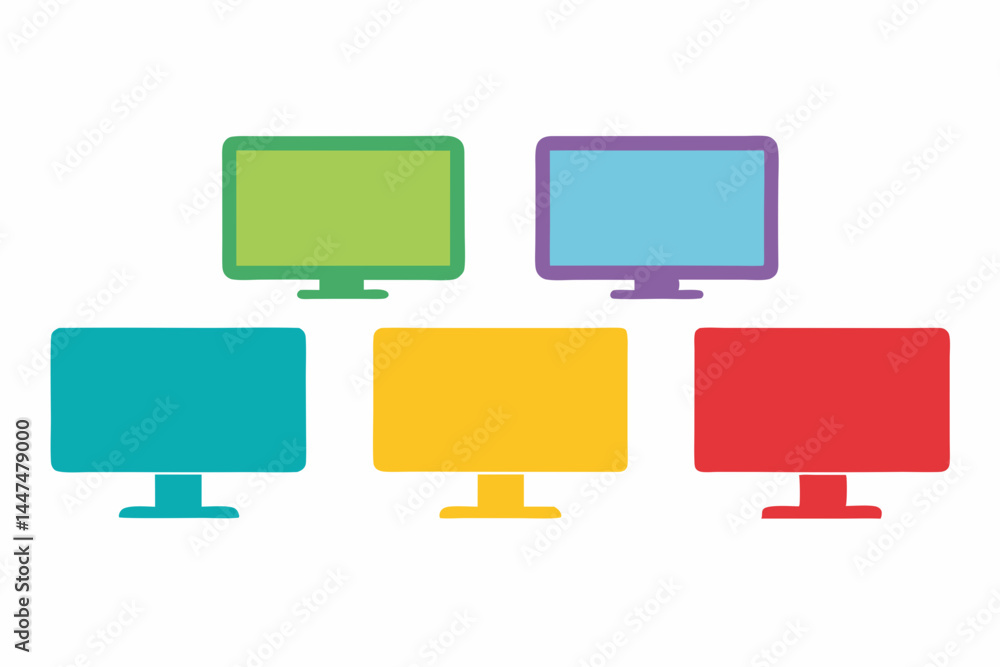 set of Monitor icon silhouette vector illustration set of Monitor icon silhouette vector illustration