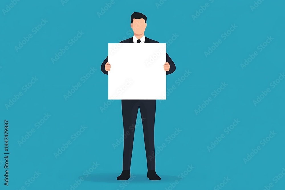 Minimal Design of a Businessman Holding a Presentation Board Minimal Design of a Businessman Holding a Presentation Board