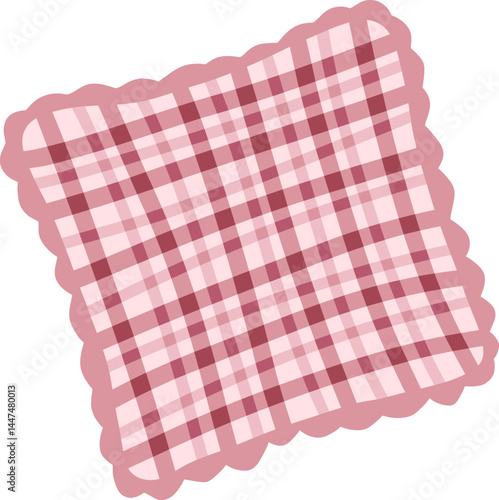 Cottagecore Plaid Napkin Towel Handdrawn